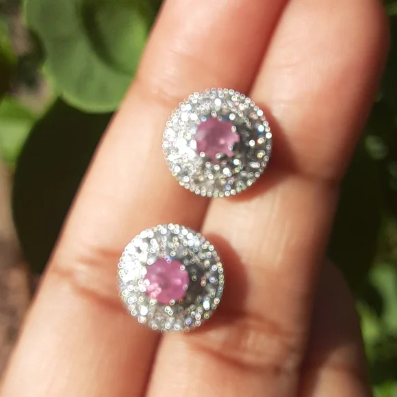 925 Genuine Pink Sapphire and White Zircons. Bride,  Mother-of-the Bride. - Picture 10 of 12